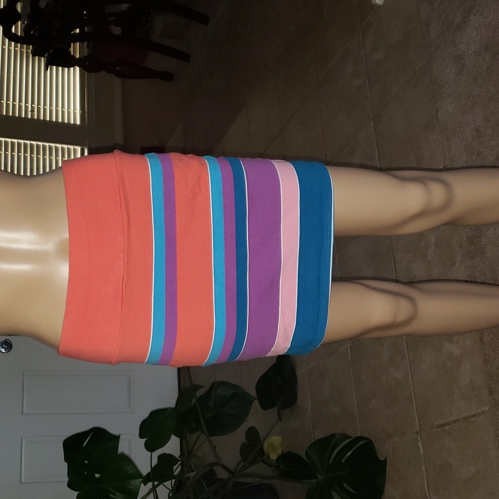 Cotton On m rainbow stripes spandex mini skirt